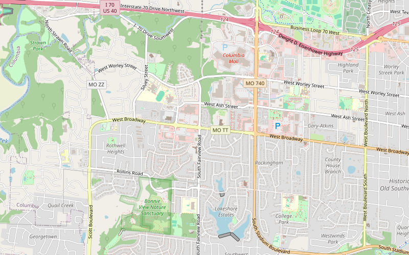 Map of the area around the Columbia clinic