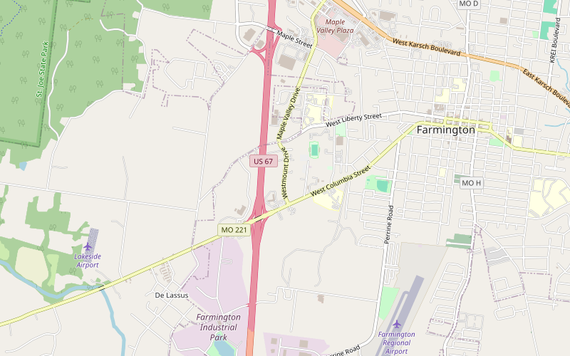 Map of the area around the Farmington clinic