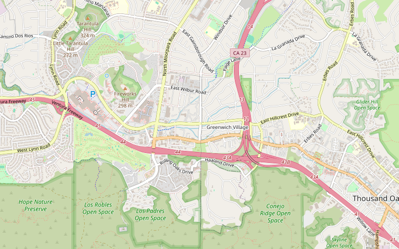 Map of the area around the Thousand Oaks clinic